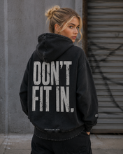 Load image into Gallery viewer, Don't Fit In | RENEWED | Unisex | Snow Wash Snap Collar Hoodie